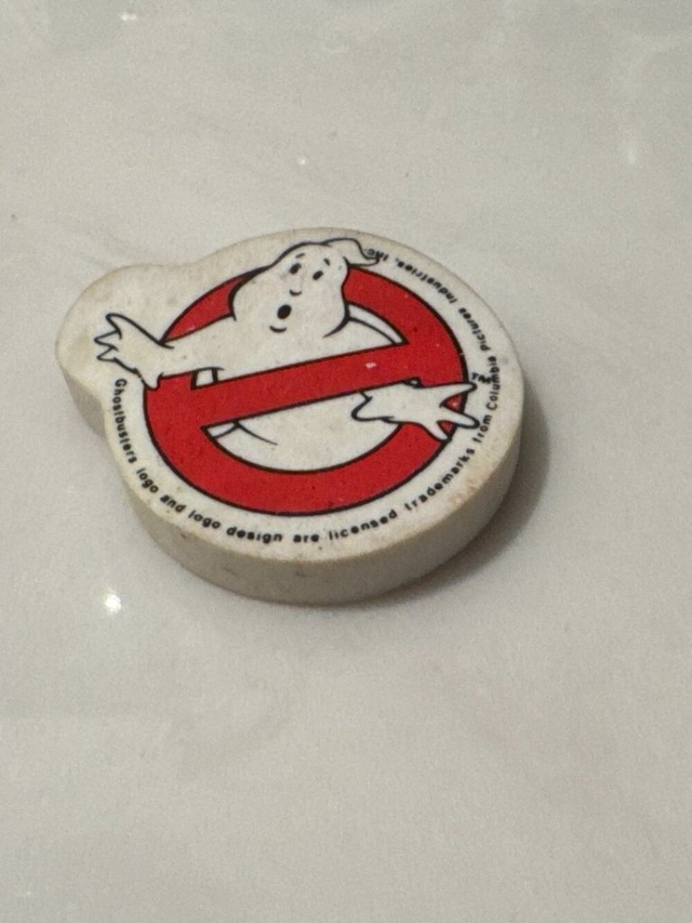 Vintage 1987 Ghostbusters Movie Logo Rubber Pencil Eraser RARE GOOD CONDITION!